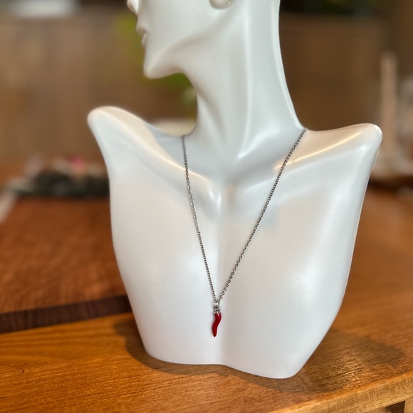 Italian Horn Silver Lucky Necklace Petite Dainty Delicate - Picture 3 of 4